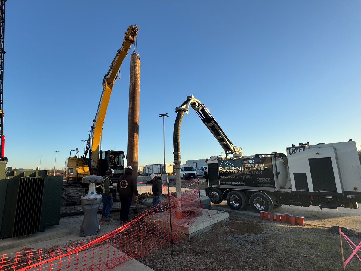 Drilled shaft casing being lifted on site